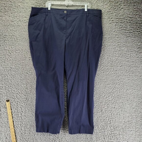 Talbots Pants Womens 20WP Navy Blue Stretch Cotton Chino Curvy Fit - Picture 1 of 12